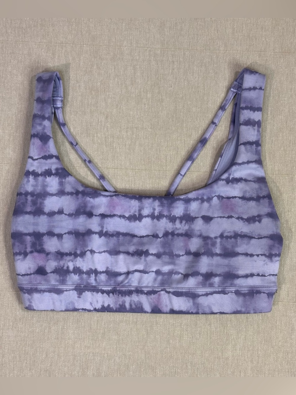Athleta Tie Dye Strappy Sports Bra Lavender Purple Yoga Bra XS Athleisure